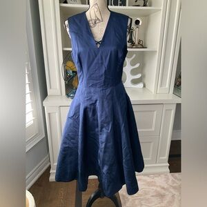 JASON WU 100% Silk Blue Knee Length Full Skirt Dress Women’s SZ Medium Like New